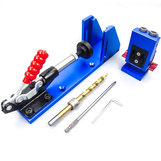 US POCKET HOLE Dowel Jig set Woodworking Joint Tool Drill Bit Punch