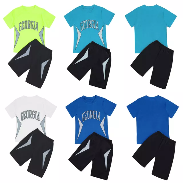 Tuta sportiva bambini bambine tuta da allenamento tuta da jogging maniche corte t-shirt + pantaloncini da corsa