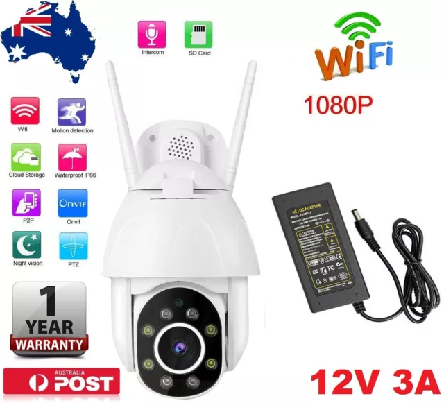 New 4X Zoom Wireless IP Security Camera 1080P Outdoor CCTV WiFi PTZ 2 Way Audio