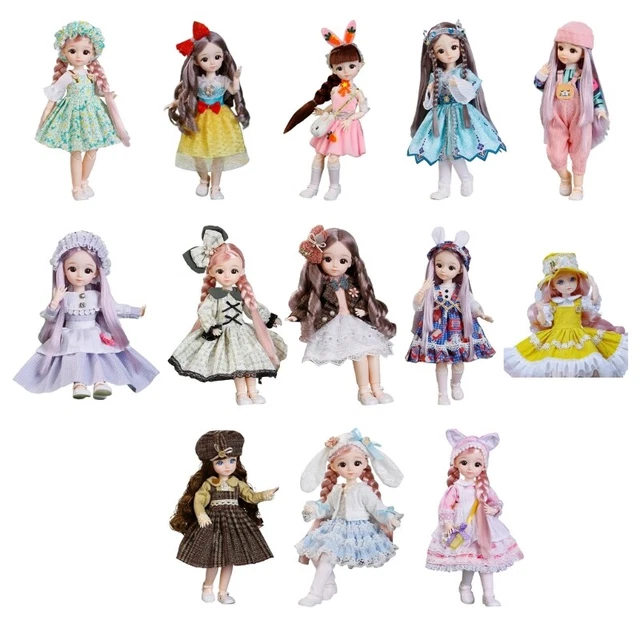 Cute Doll Princess 12 Doll with Dress Pretend Play Cute Girl Toy Body