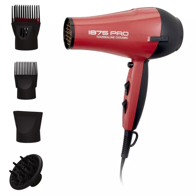 Tourmaline Ceramic Hair Dryer with 4 Additional Styling Attachments, 1875 Watts