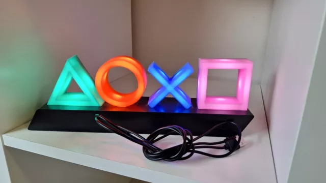 Sony PLAYSTATION Icons Logo Decorative LED Night Light  Colors Remote PS4 PS3