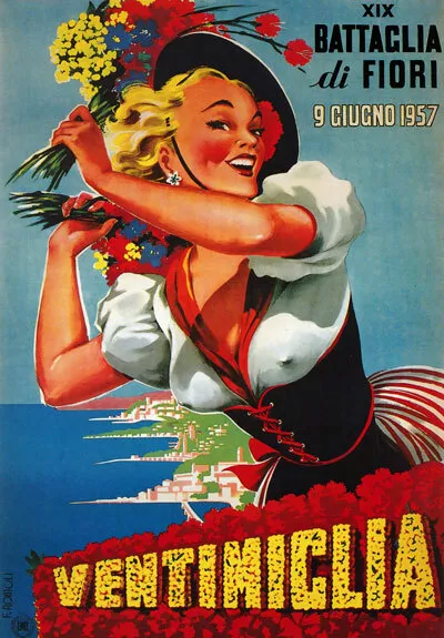 TV66 Vintage 1950's A4 Ventimiglia Italy Italian Travel Tourism Poster Re-print