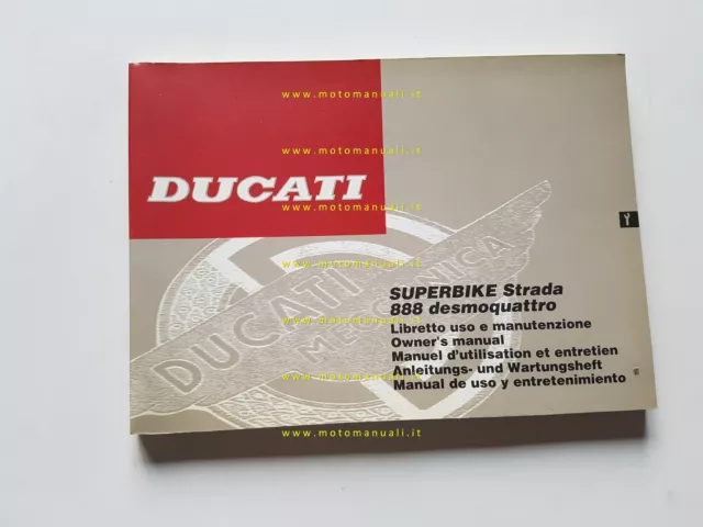 Ducati 888 Superbike Strada 1993 manuale uso manutenzione originale