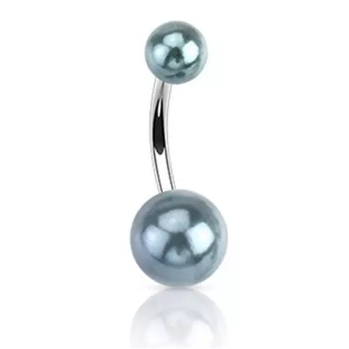 316L Surgical Steel Black Imitation Pearl Belly Ring