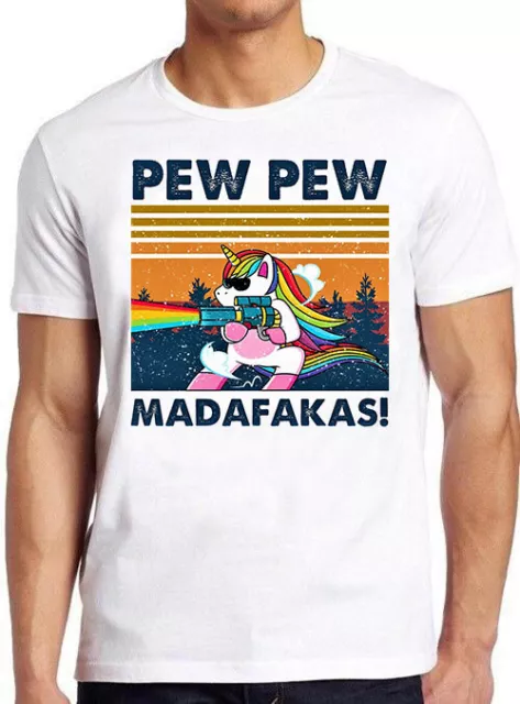 Maglietta regalo Unicorno Pew Pew Madafakas LGBT Gay Pride lesbica divertente M810