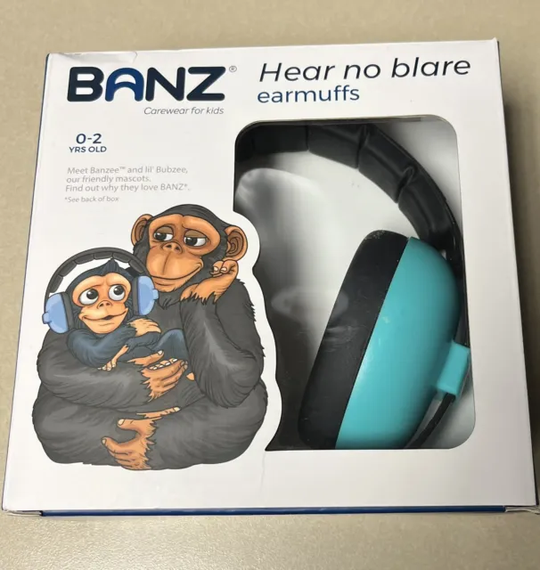 Banz Hear No Blare Earmuffs: Age 0-2 years Lagoon Blue  - Free Priority Shipping