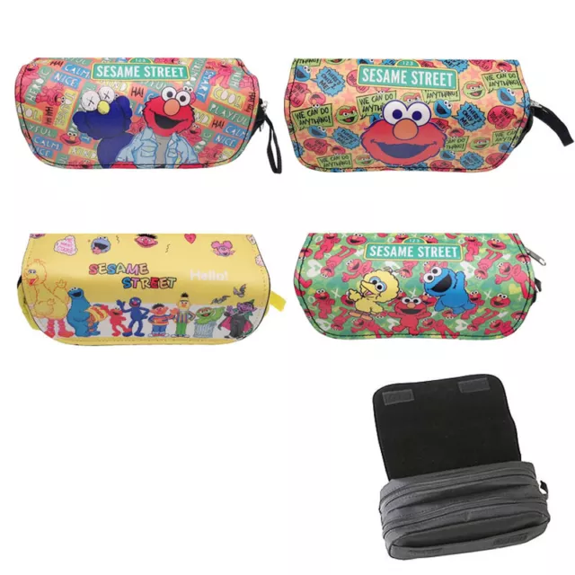 Cartoon Sesame Street Pencil Case Student Stationery Storage Bags Makeup Cases