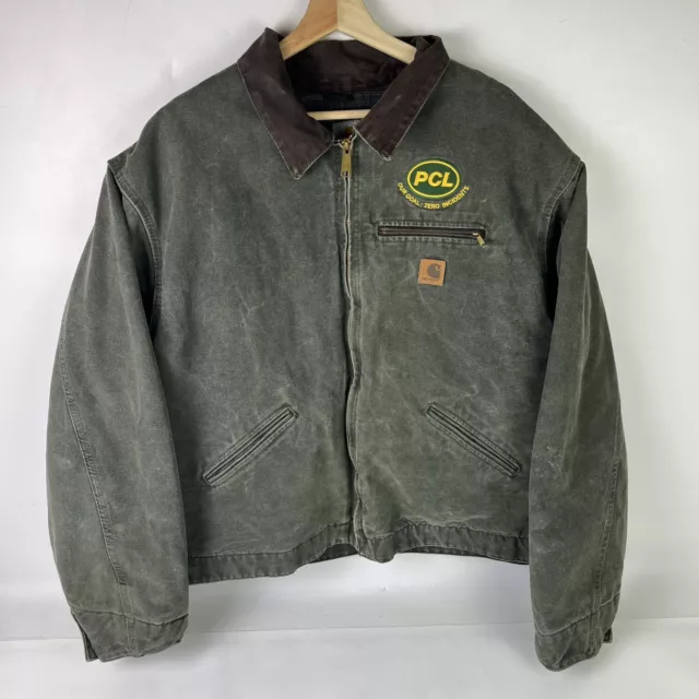 CARHARTT J97 MOS Green Blanket Lined Detroit Jacket Made In USA Mens ...