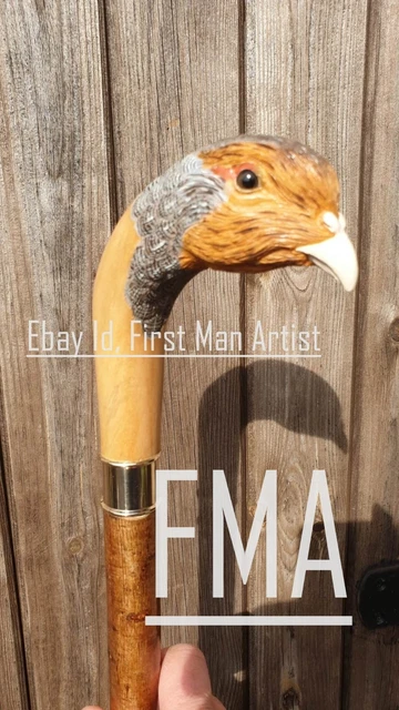 Partridge Bird Head Walking Stick Hand Carved Wooden Bird Walking Cane Gift A