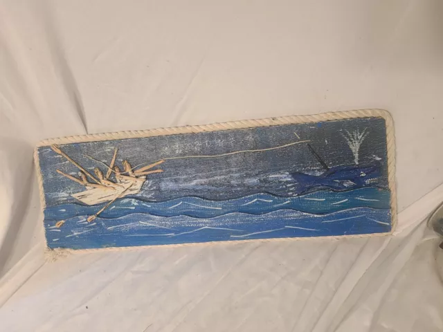 Vintage Rustic Folk Art-Whaling - By Cape Code Artist " Mike Abney"