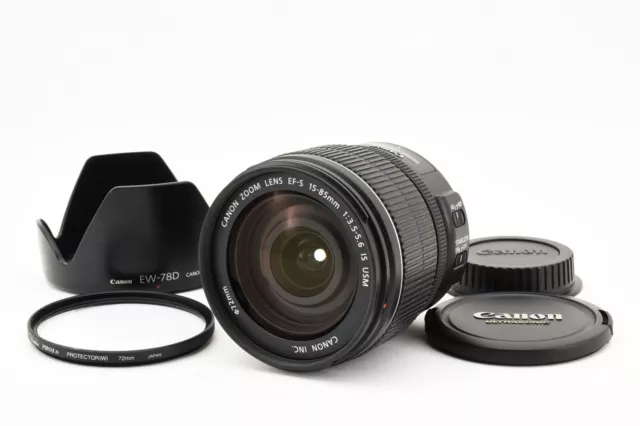 Canon EF-S 15-85mm F/3.5-5.6 Is USM Zoom Lente Con / Capucha Probado Excelente #