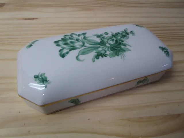 Herend Victoria Decorative Oblong Box Lid Porcelain green floral