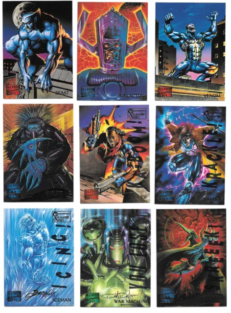 1995 Fleer Marvel Masterpieces Base & Emotion Gold Signature Series Parallels