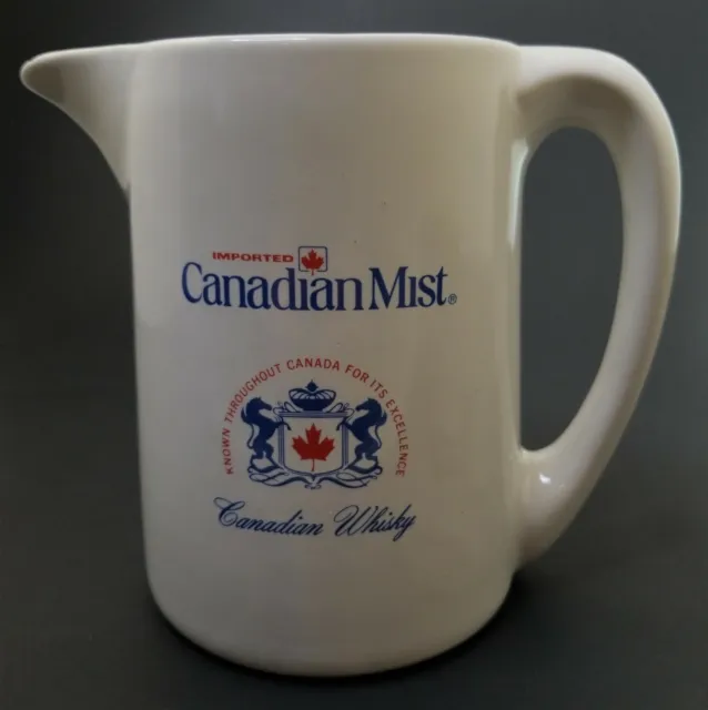 Canadian Mist Whisky Bar Pub Water Jug Pitcher Barware Ceramic Vintage