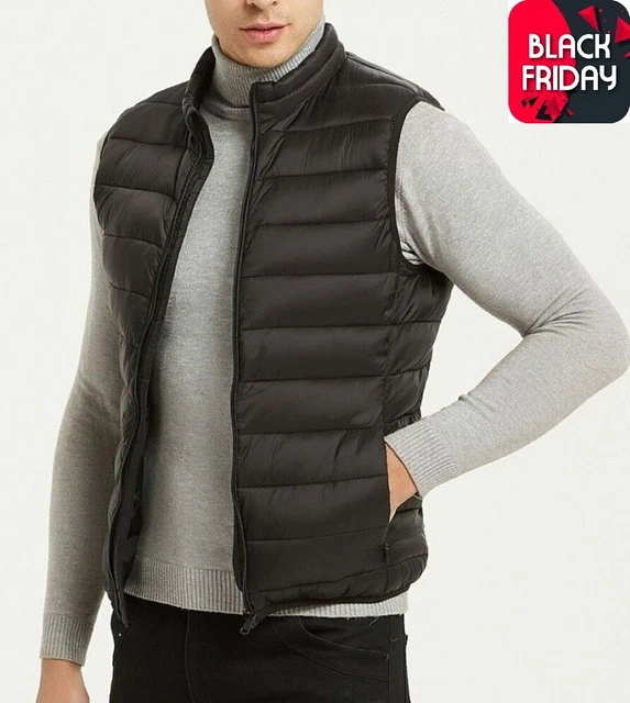 Giubbotto uomo piumino invernale giubotto smanicato gilet giacca nero slim da XL