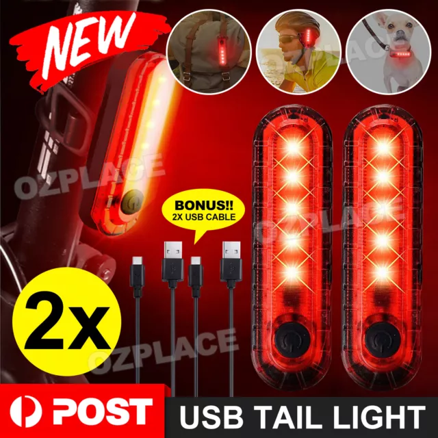 2pcs Bicycle Rear Tail Light Cycling 7Modes USB Rechargeable LED Bike Front Lamp