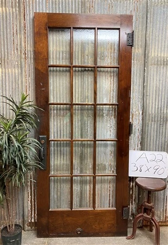 15 Pane Glass Door (38x90), Vintage American Door, Architectural Salvage, A22