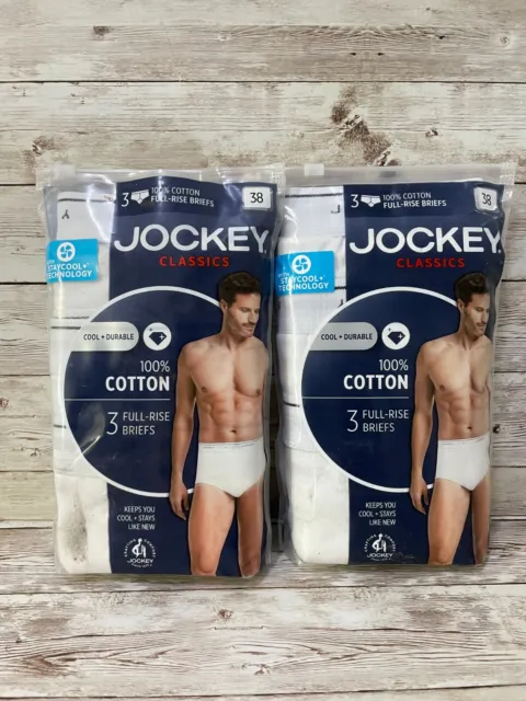 Set of 6 Men's Jockey Classics Full Rise Briefs Size 38 White