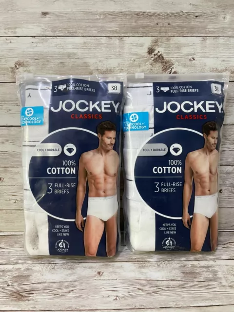 Set of 6 Men's Jockey Classics Full Rise Briefs Size 38 White