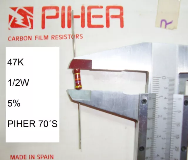 Vintage Piher Resistor. 1/2W 47K 5% *1 Pc* New Original 1970´S + C346