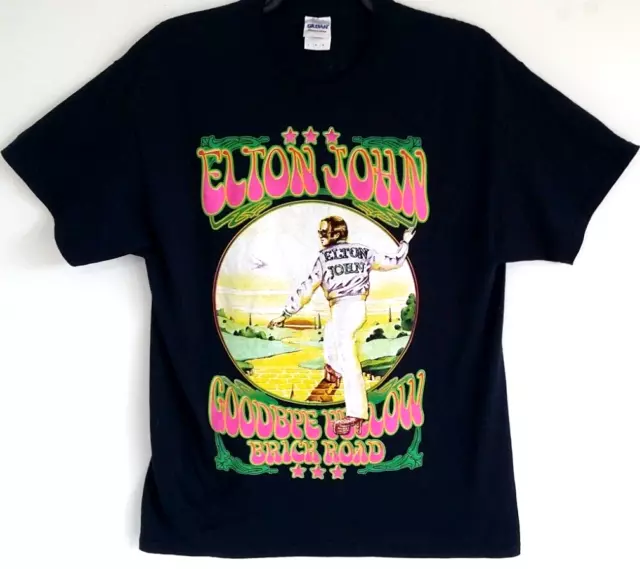 Elton John-Goodbye Yellow Brick Road Tour Quality Heavy Cotton Men's T-shirt