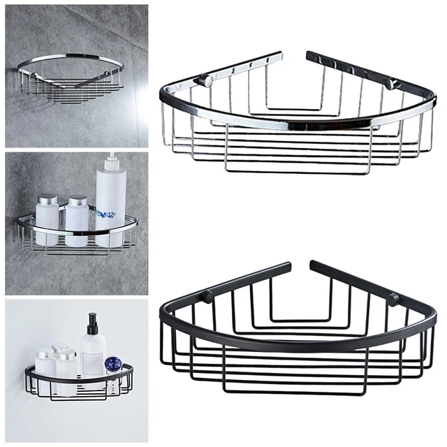 Étagère De Douche D'angle 2 Niveaux En Verre Et Inox (Argent, Fixation Murale, Moderne)