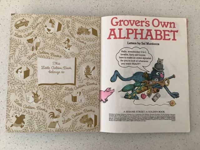 Grover Abc 1978 A LITTLE Golden Book-Sesame Street-Grover’s Own Alphabet- Hard ...