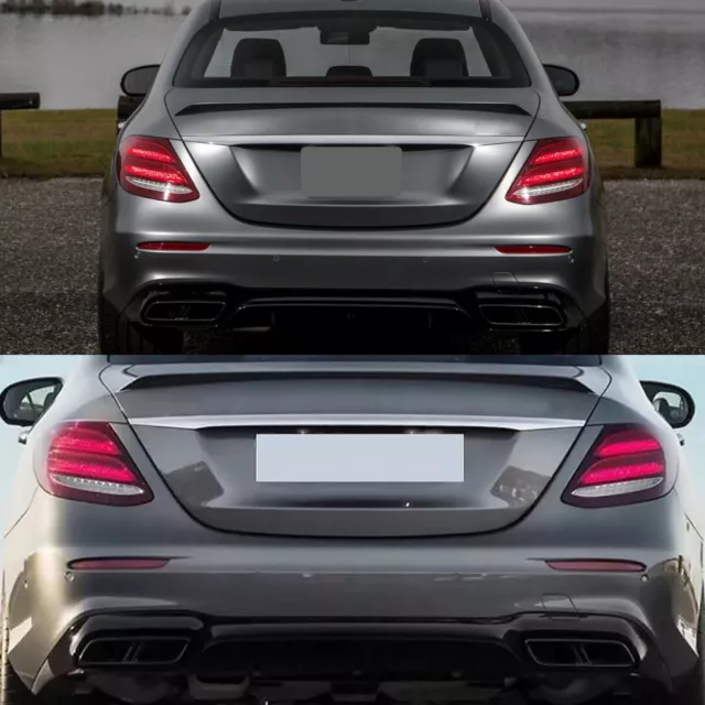 Rear Diffuser & Exhaust Tips for Mercedes W213 AMG E63 Style Bumper Sedan 16-20 3