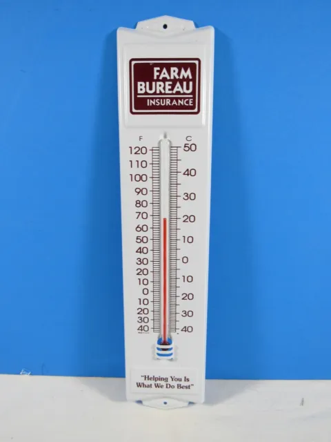 Metal wall thermometer Farm Bureau Insurance white