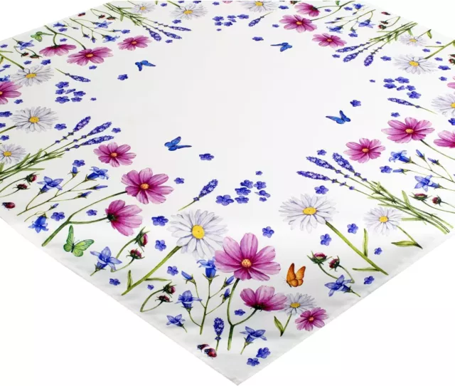 Tischdecke Mitteldecke BLUMENWIESE 85x85cm Blumen Dekor Bunt Frühling Sommer NEU