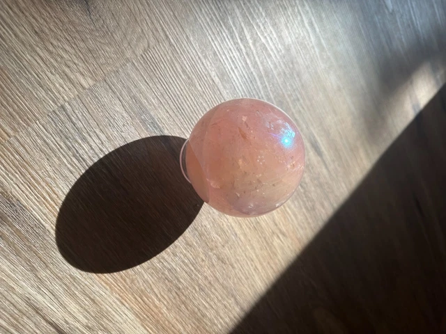Baseball size Aura Rose Quartz sphere 