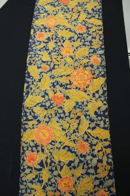 f-274 vintage silk crepe kimono fabric - plants - 14 " x 40"