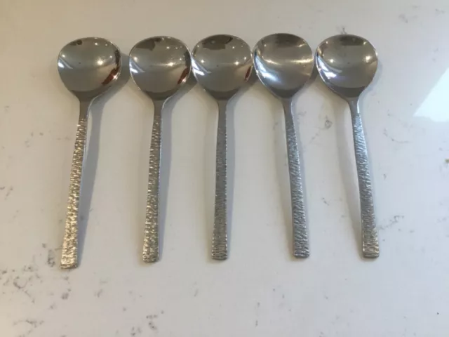 *RARE* 5 x Vintage Viners STUDIO Cutlery Fruit Spoons 14.5cm Sheffield England