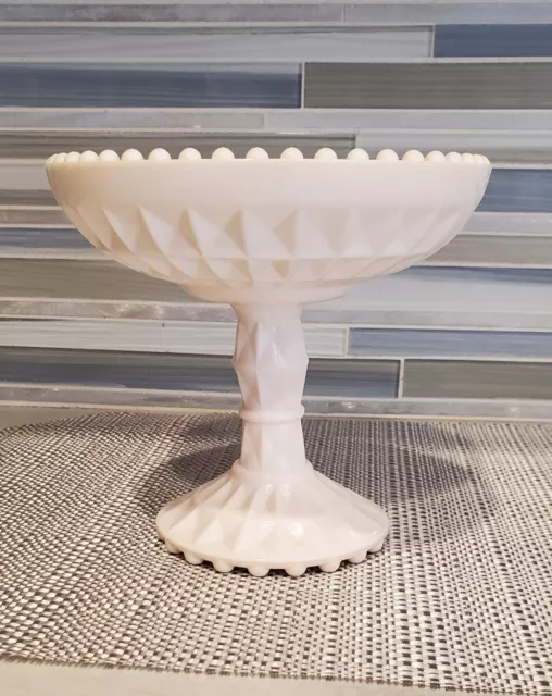 Jeannette Shell Pink Milk Glass Compote 6" Windsor