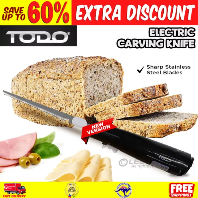 TODO Stainless Steel Serrated Blade Electric Knife Meat Carving Bread Slicer