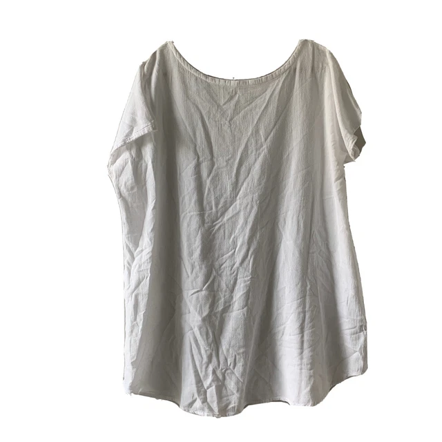 Oh My Gauze! Womens Plus Size 16 White Lagenlook Tunic Top Blouse