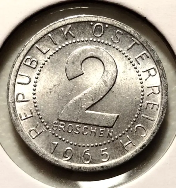 1965  AUSTRIA  2 Groschen  Coin -  KM# 2876 - Combined Shipping (#INV8496)