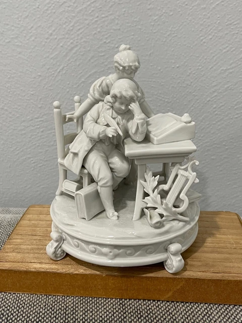 Antique Allemand Volkstedt Blanc De Chine Porcelaine Figurine Professeur Pupille