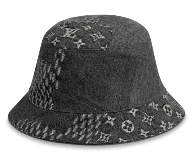 NWT Louis Vuitton Monogram Denim Bob Bucket Hat in Black M76208