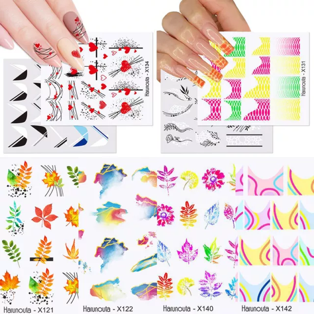 Eau Transfert Art Ongles Autocollant Papillon Géométrique Motif DIY Manucure