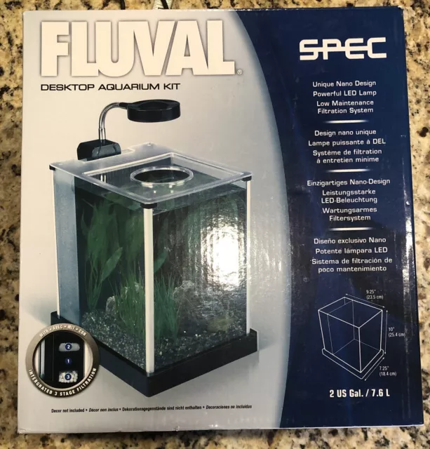 FLUVAL SPEC Desktop Aquarium Kit - 2 US GALLON 9.25” x 7.25” x 10” No Lamp, Pump