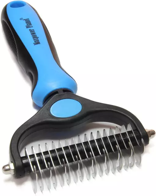 Pet Grooming Brush for Dogs & Cats Double Sided Shedding and Dematting Comb Rake
