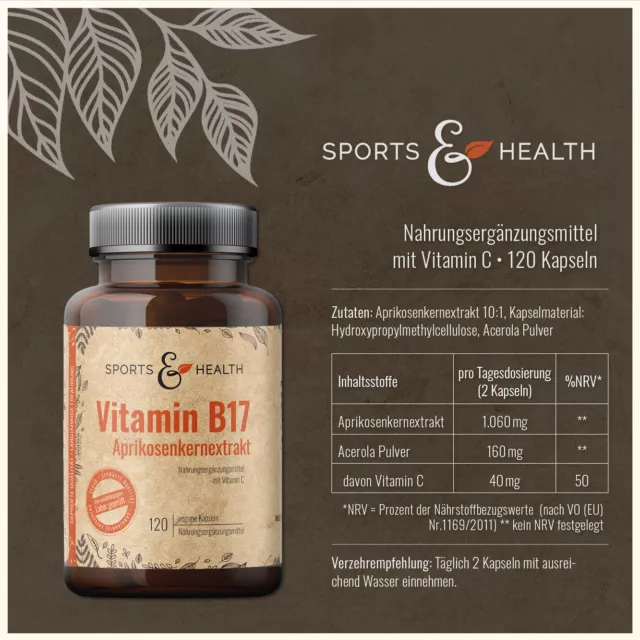 Vitamin B17 Aprikosenkernextrakt - Vegan - 120 Kapseln 2