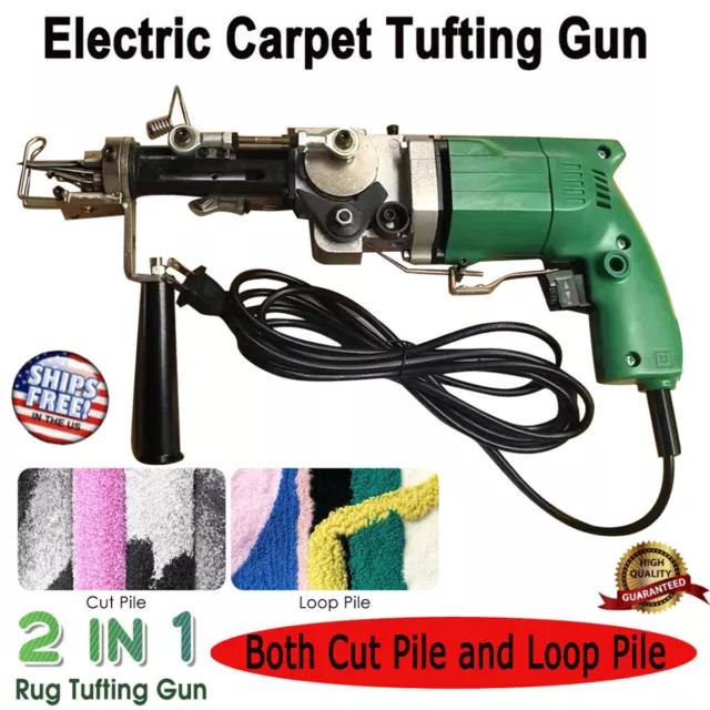 Electric Carpet Hand Tufting Gun Cut Pile&Loop Pile Weaving Flocking Machine Kit