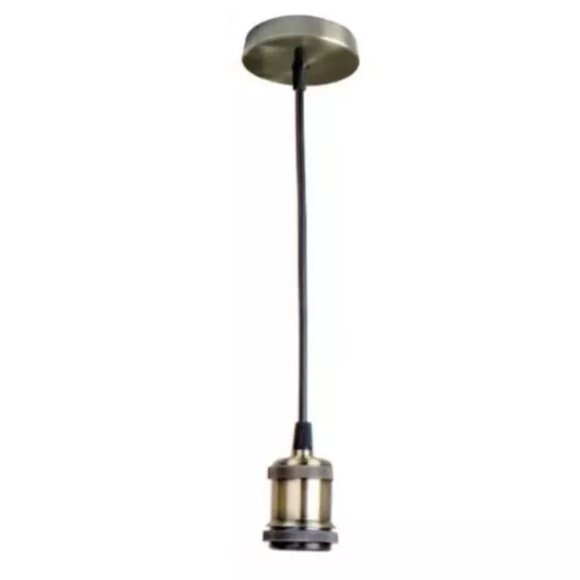 Portalampada Lampadario Sospensione Soffitto Pendente Vintage 2M Bronzo Verde 01