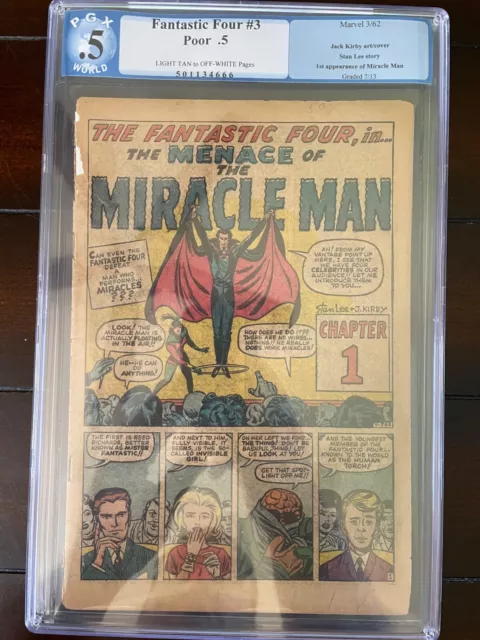 Fantastic Four 3 PGX 0.5 1st Miracle Man Sin Cubierta Bajo Grado Marvel RC1-5