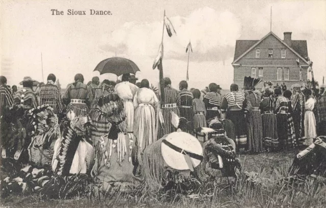 The Sioux Dance Native American Near Montana c1910 Postcard