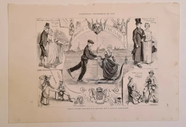 Trichon Types et costumes populaires de la Hollande dans le palais..1878 Estampe