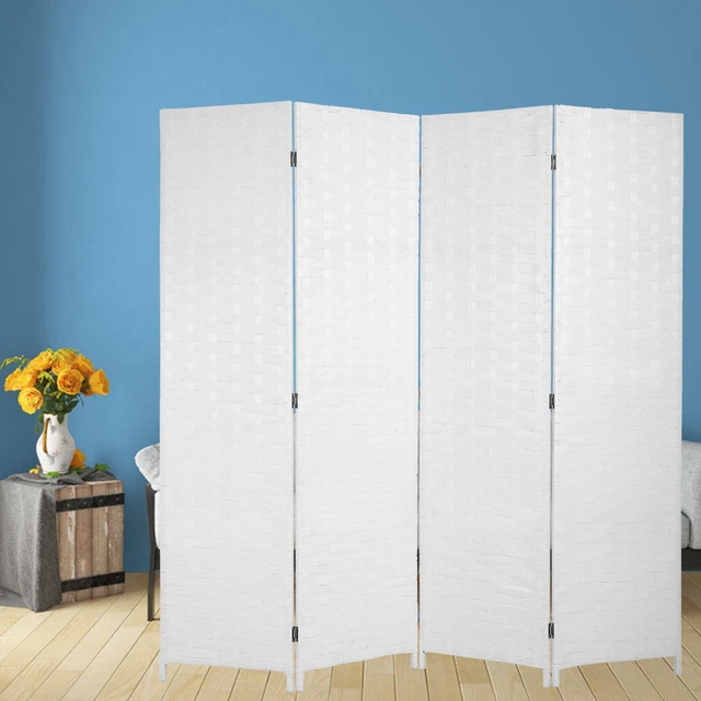 4 PANEL ROOM Divider Wood Screen Wood Mesh Woven Design Room Screen